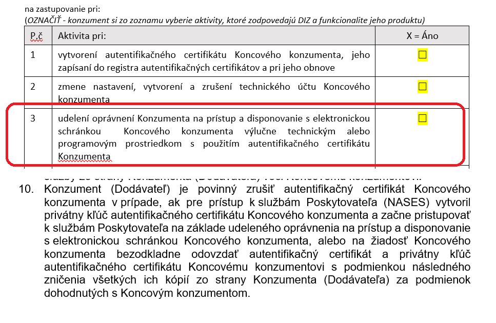 Obr.2 - Screenshoty súvisiacich ustanovení z Dodatku k DIZ - Príloha č. 1: Plnomocenstvo