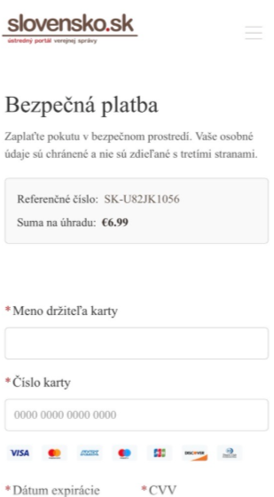 Obr. 5  Vzor platby