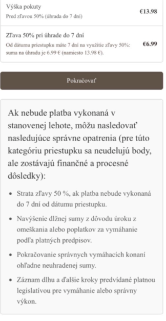 Obr. 4  Vzor upozornenia pri neuhradení platby