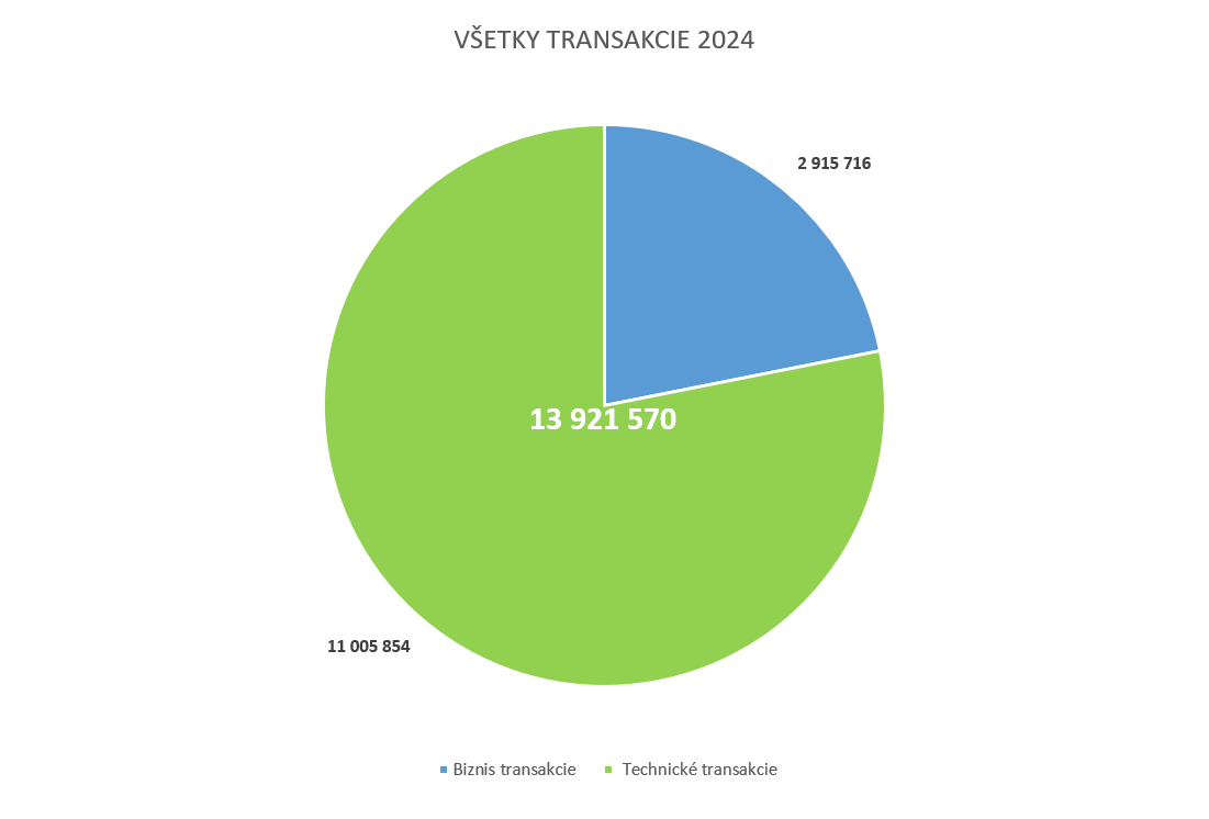 Ilustračný koláčový graf zobrazujúci všetky transakcie za rok 2024.