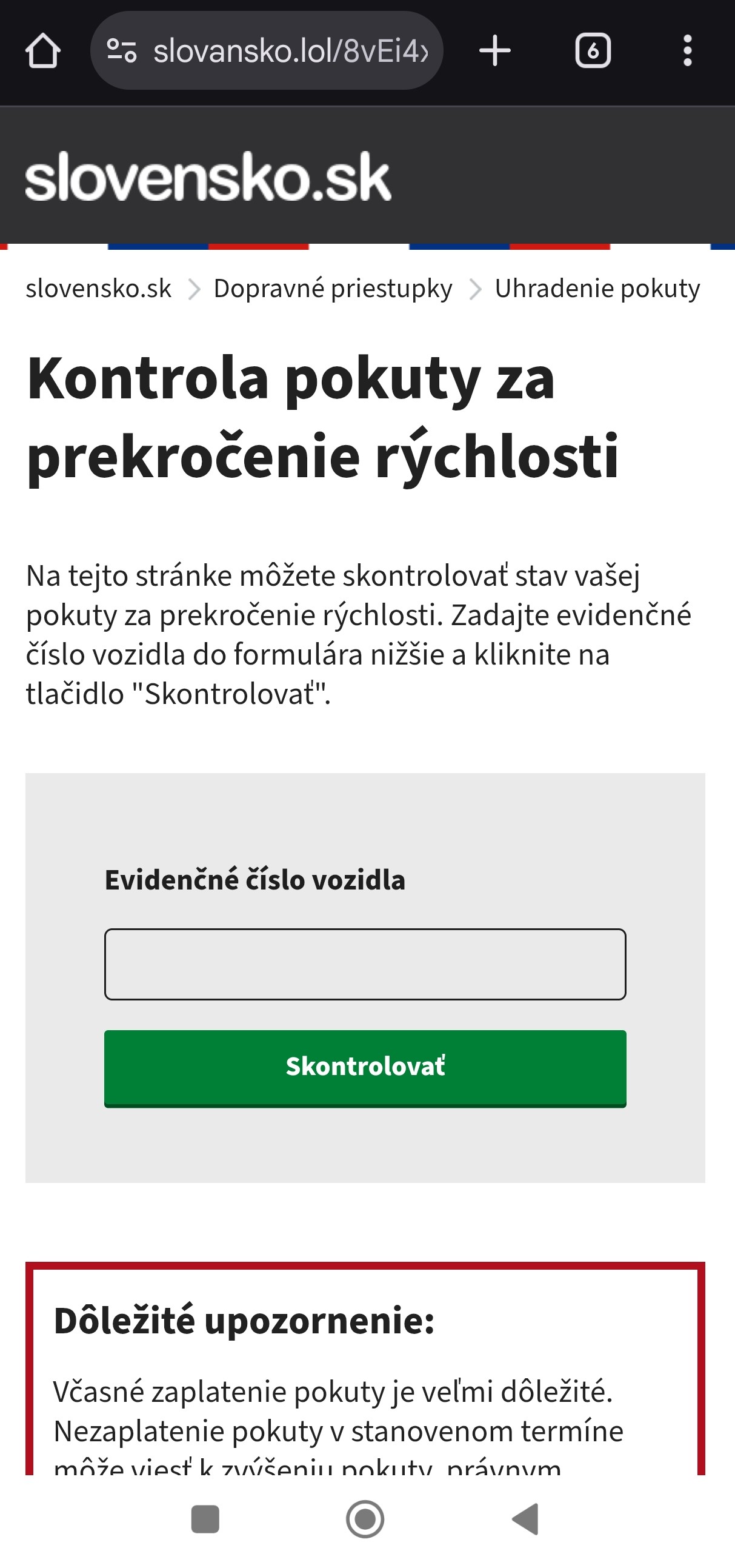 podvodná stránka