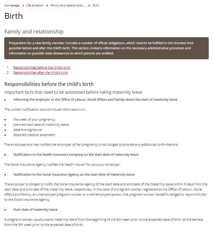 Illistrative image - information information regarding the pre-natal and post-natal duties