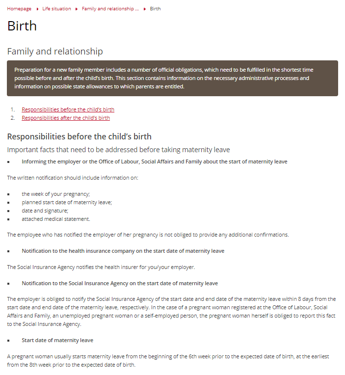 Content of the topic Illistrative image - information information regarding the pre-natal and post-natal duties