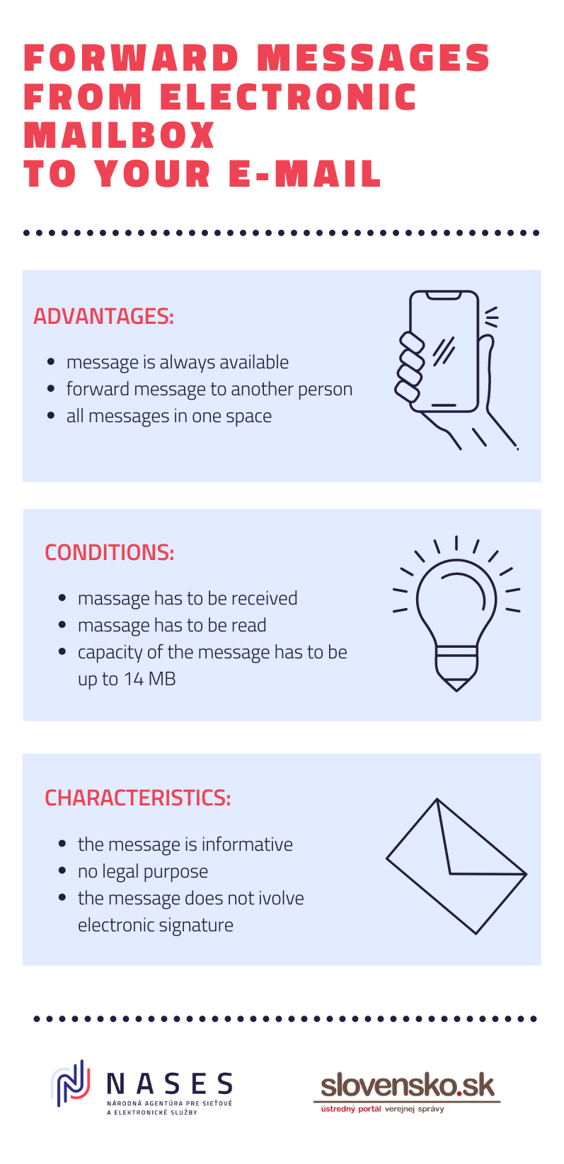 Forward message fGraphic illustration - Forwarding messages from the electronic mailbox to my e-mail