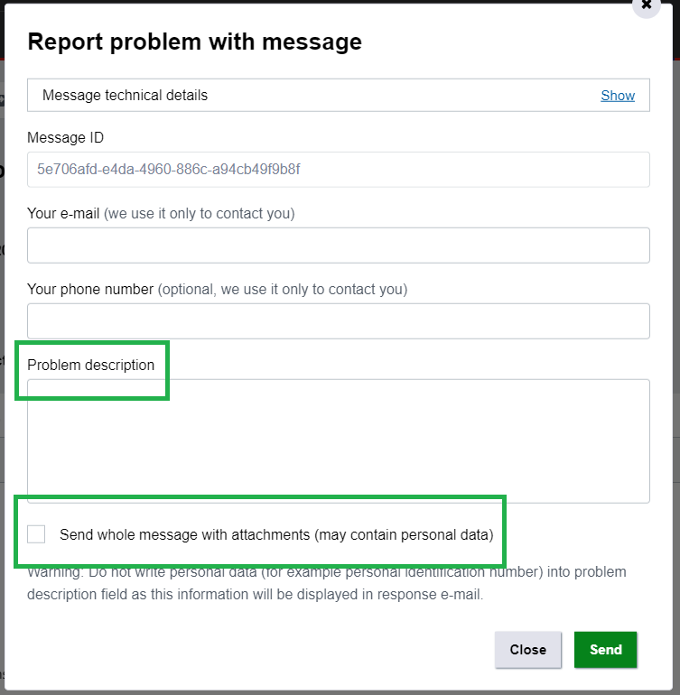 Illistrative image - Reporting a problem with an electronic message via the elctronic form