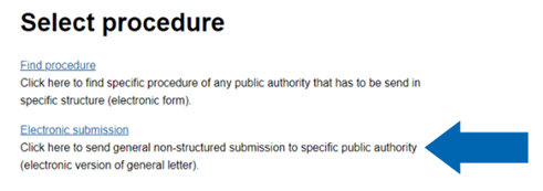 Picture 3. - Selecting the Picture shows how to select electronic submission.