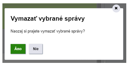Potvrdenie vymazania vybraných správ Potvrdenie vymazania vybraných správ