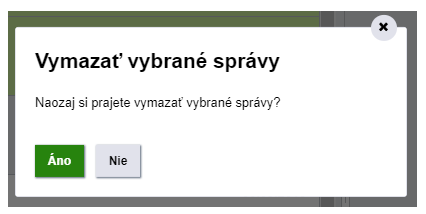 Potvrdenie vymazania vybraných správ