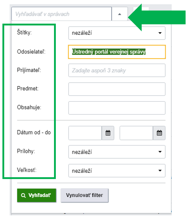 Vyfiltrovanie správ Vyfiltrovanie správ
