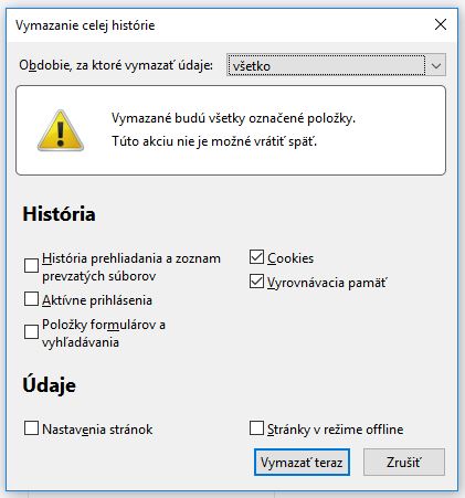 Vymazanie dát prehliadania v prehliadači Mozilla Firefox Vymazanie dát prehliadania v prehliadači Mozilla Firefox