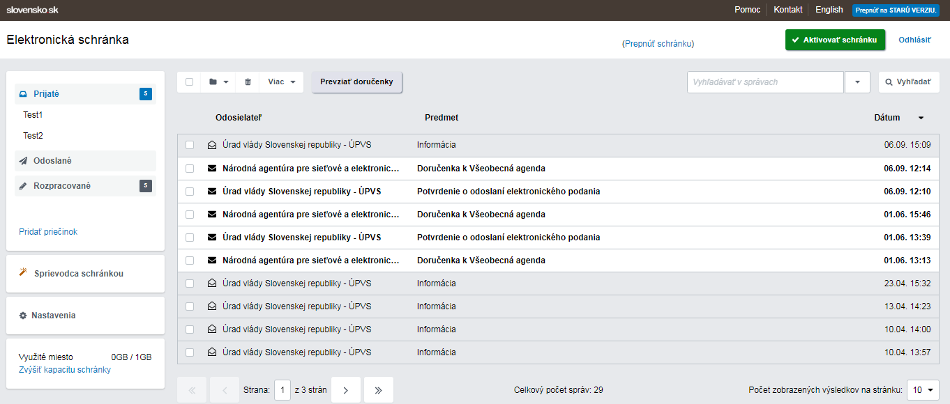 Nová verzia elektronickej schránky