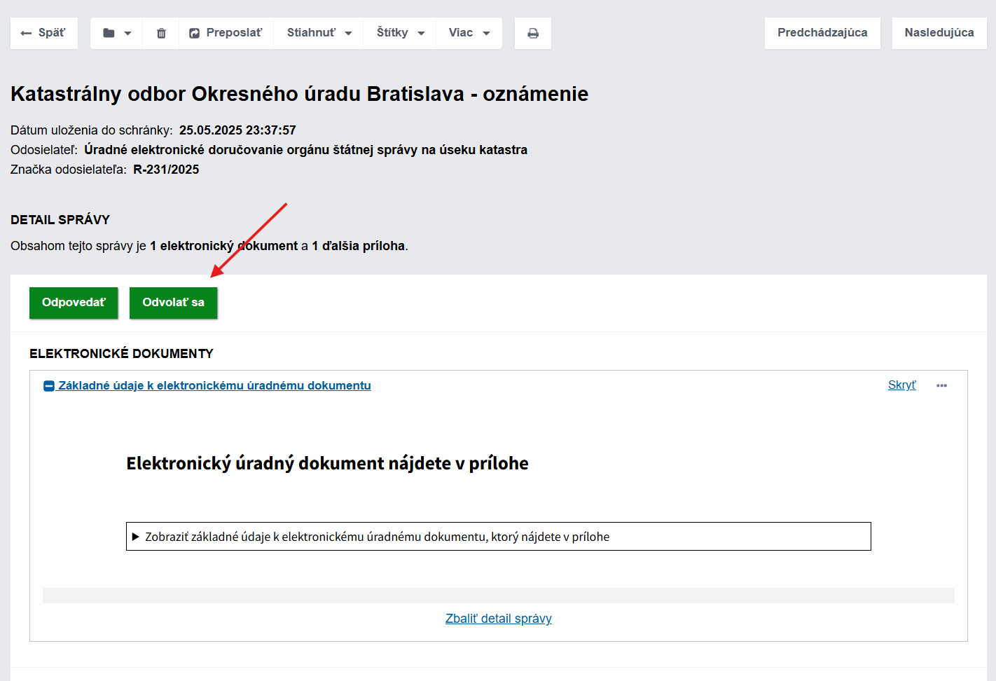 Obr. 2  Vzor tlačidla Odvolať sa
