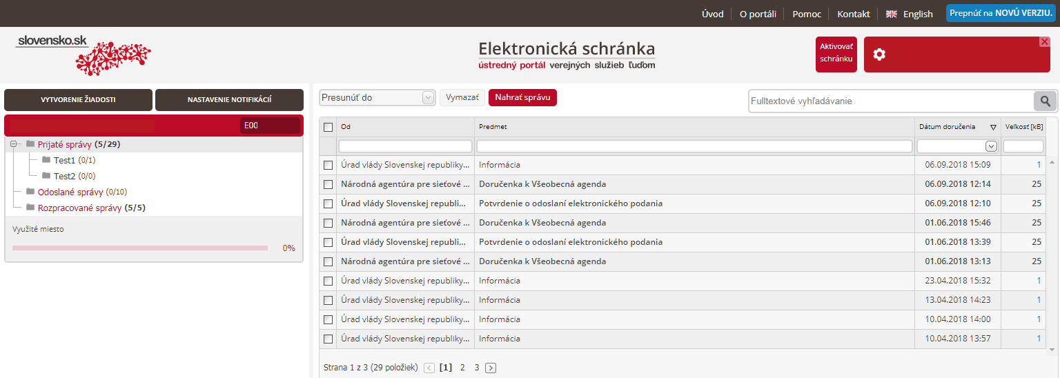 Stará verzia elektronickej schránky