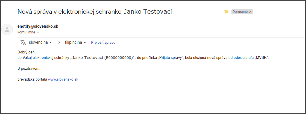 Vizuál e-mailovej notifikácie Vizuál e-mailovej notifikácie