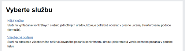 Vyberte službu Vyberte službu