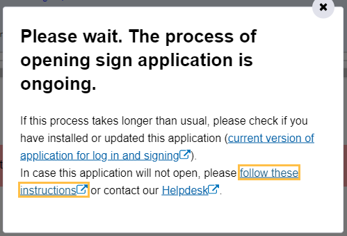 Start the opening process of signing app