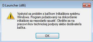 Problém s balíkom inštalátora