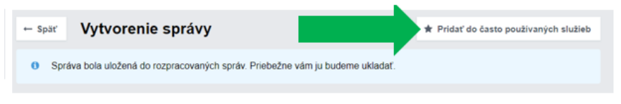 Pridanie služby do často používaných
